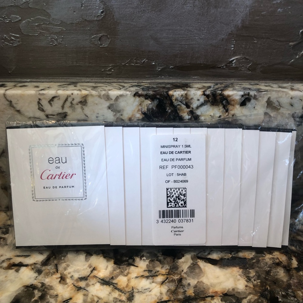 Pack of 12 Eau de Cartier Vial Sample Card Spray Bundle Sleeve